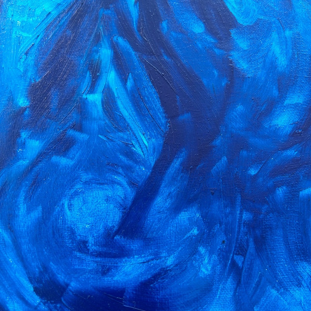 Abstract Blue Vortex Oil Painting 9 x 12